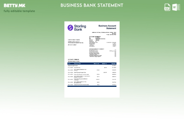 модерен стил Обединетото Кралство Старлинг изјава за претпријатие Шаблон Word и 
